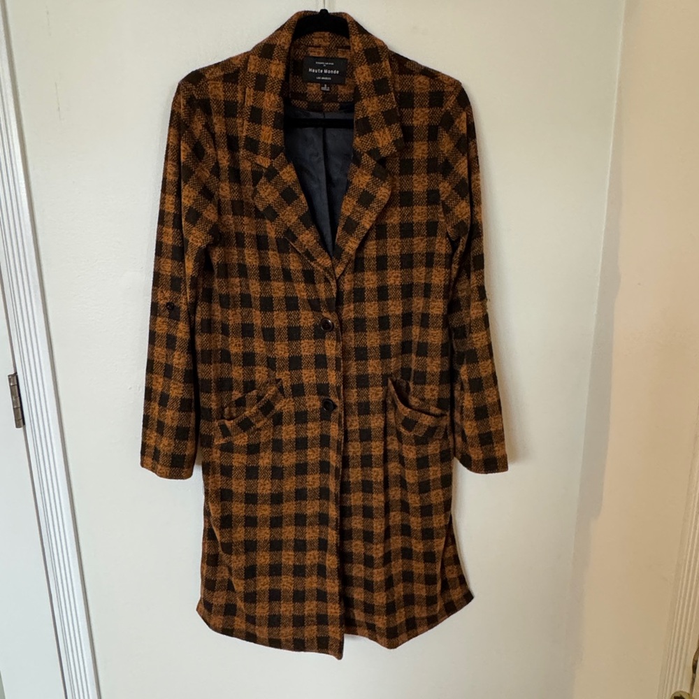 Haute Monde Checkered Brown Coat